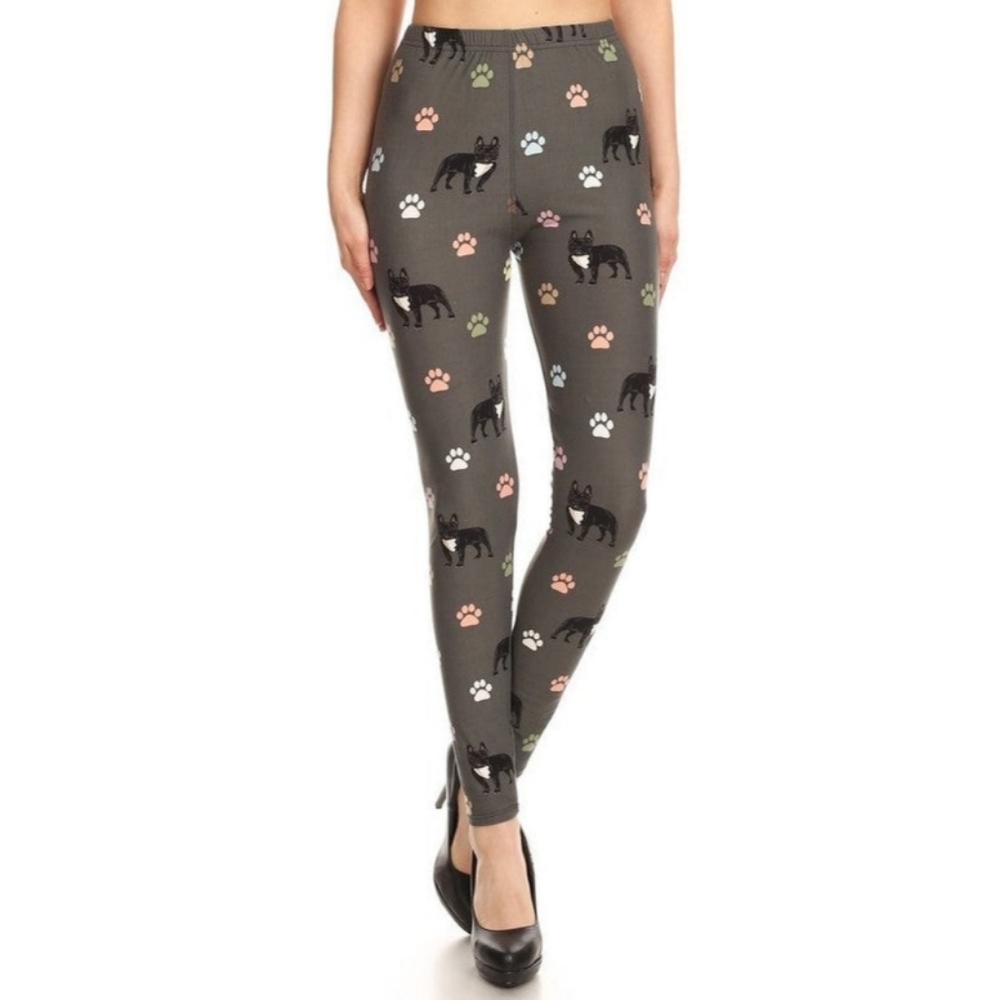 LEGGINGS DEPOT FRENCH bulldog print full length Leggings Size 12 NWT